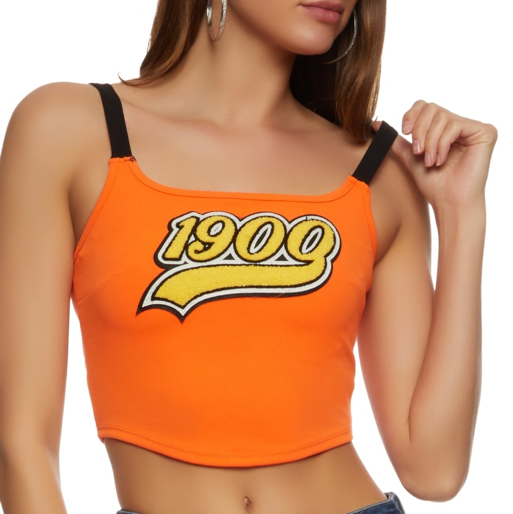 Orange Graphic Crop Top